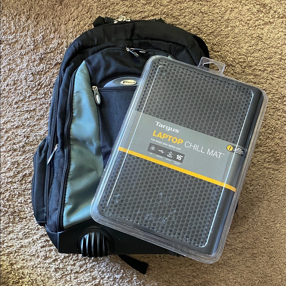 Targus 16" Single Fan Laptop Chill Mat MODEL NUMBER: AWE69US and Backpack